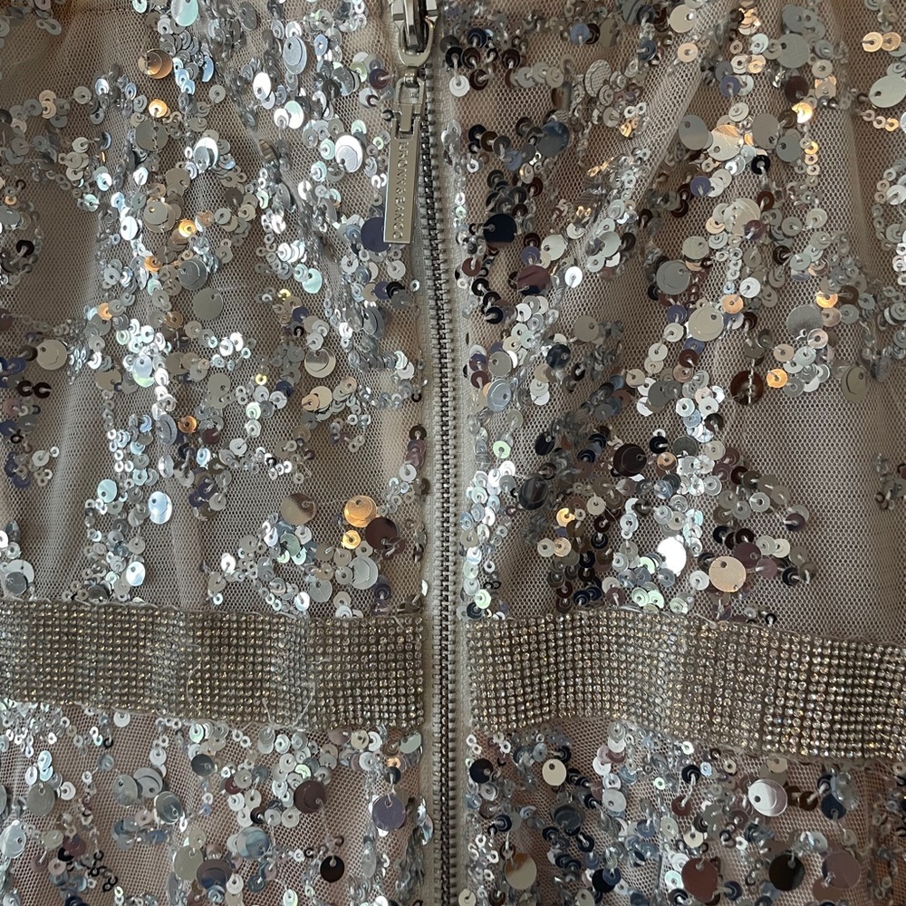 Bronx and Banco Midnight Maxi Gown Sequined Silver White Wedding Formal Size XS - Picture 9 of 13